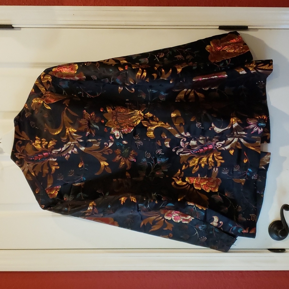 SOFT SURROUNDINGS Black Satin Jacquard Moon Dynasty Jacket sz XL Womens Cocktail - Picture 7 of 10